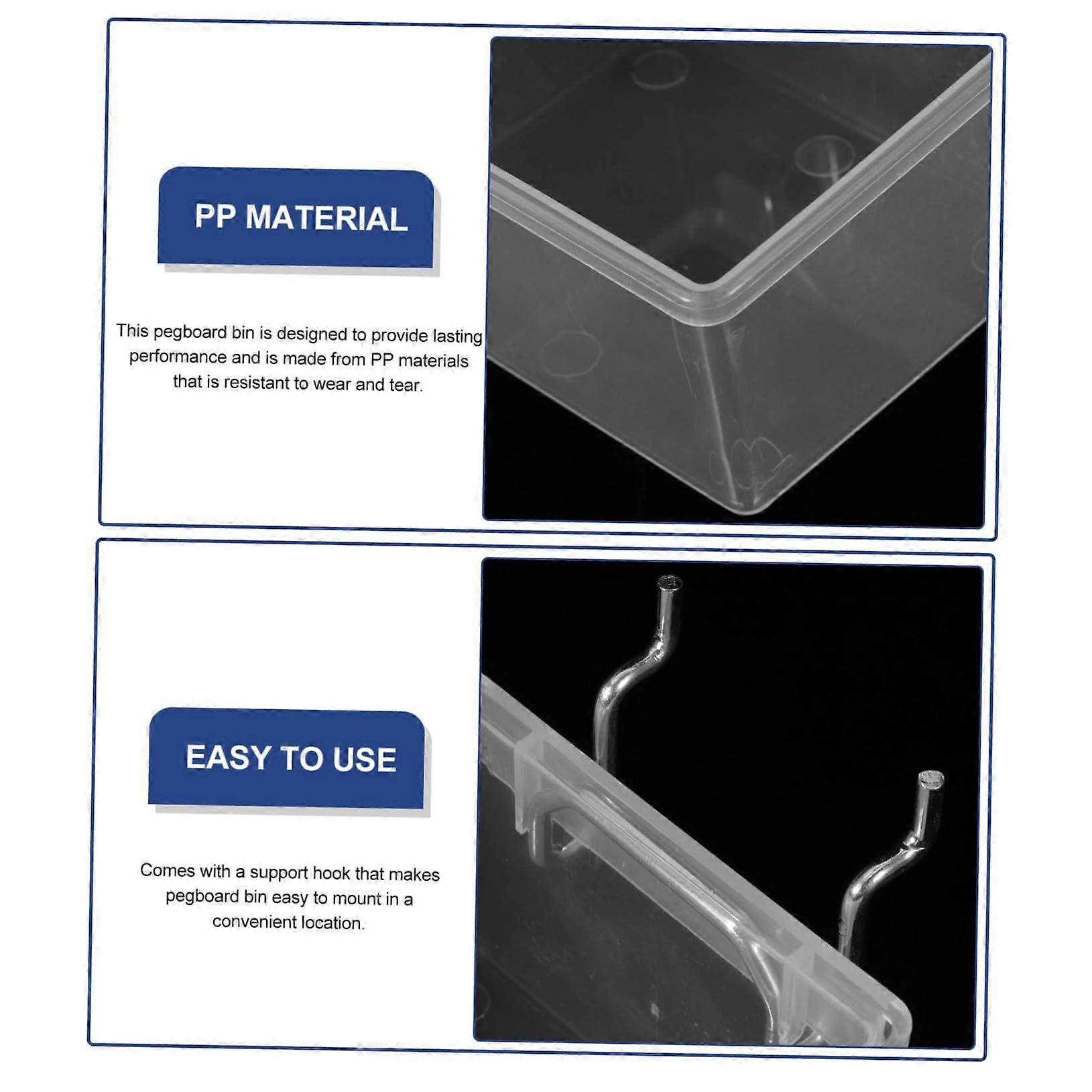 Pegboard Storage Bin with Hook Clear Plastic Organizer for Garage and Workshop Easy Organization