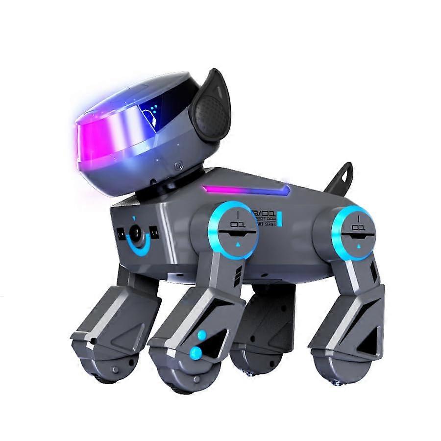 Robot Dog Toy with AI Interactive Movements, Bluetooth Speaker, LED Lights, Remote Control for Kids