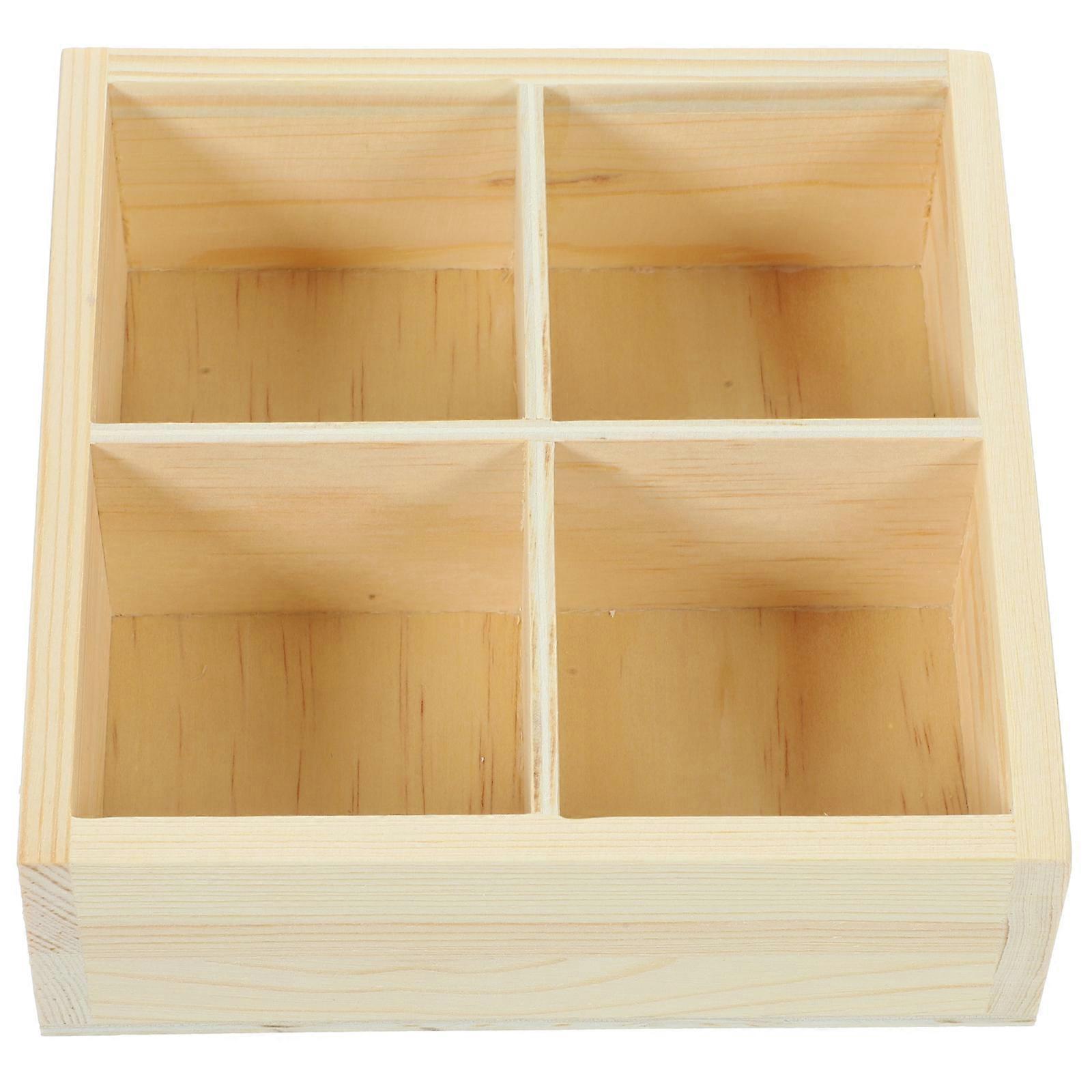 Multi-Grid Storage Box Wood Tray Planter Holder