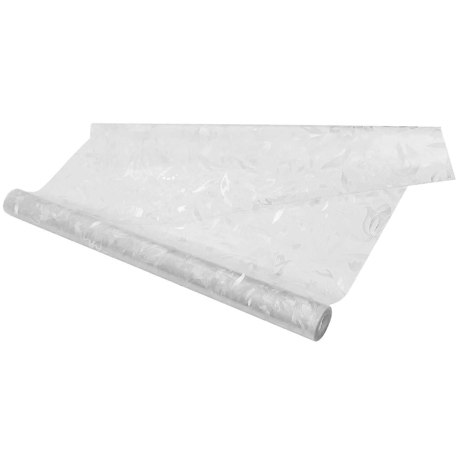 Static Window Cling Flower Pattern Privacy Film for Bathroom 1 Roll Transparent