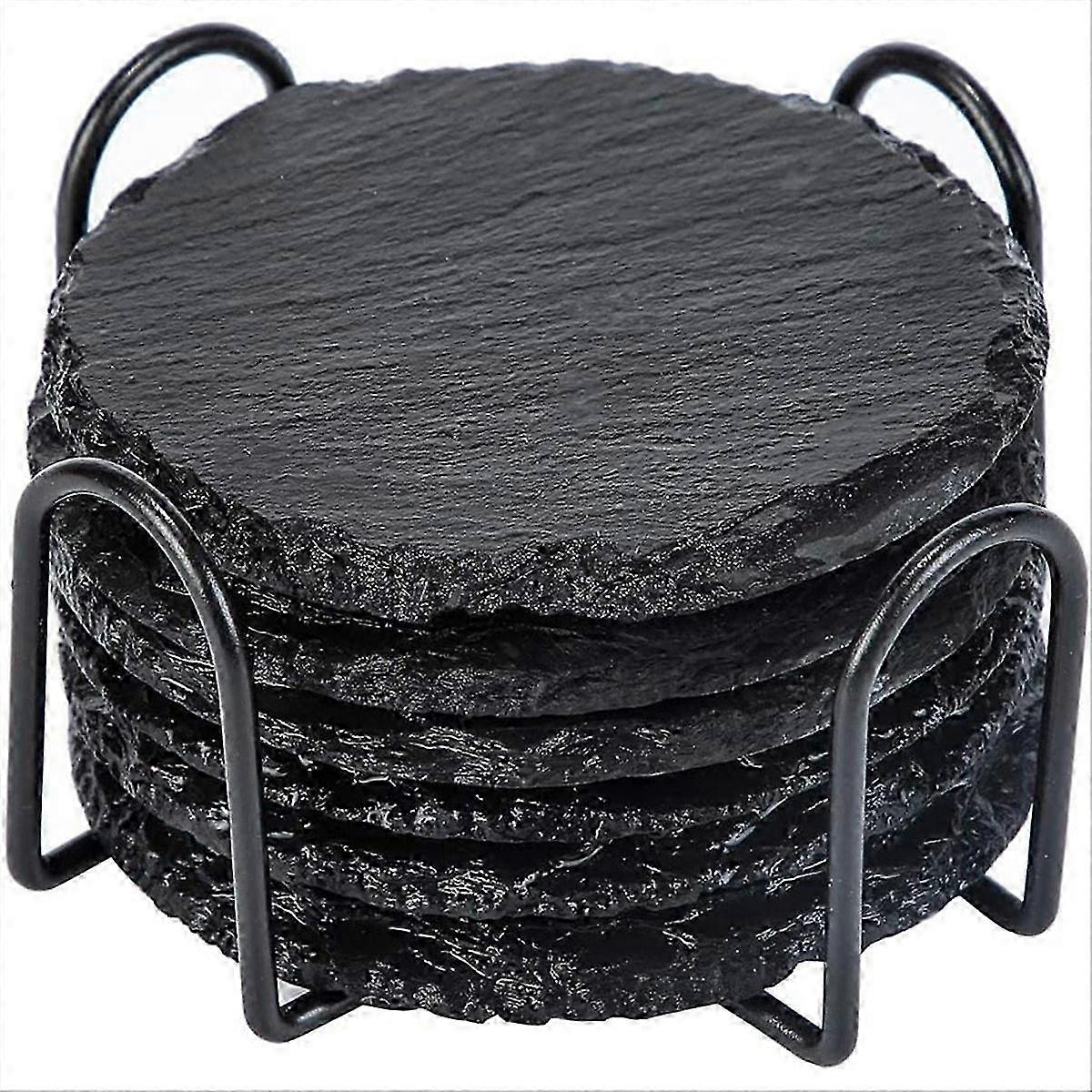 Glass Drink Coaster 10cm Round with Practical Stone Base