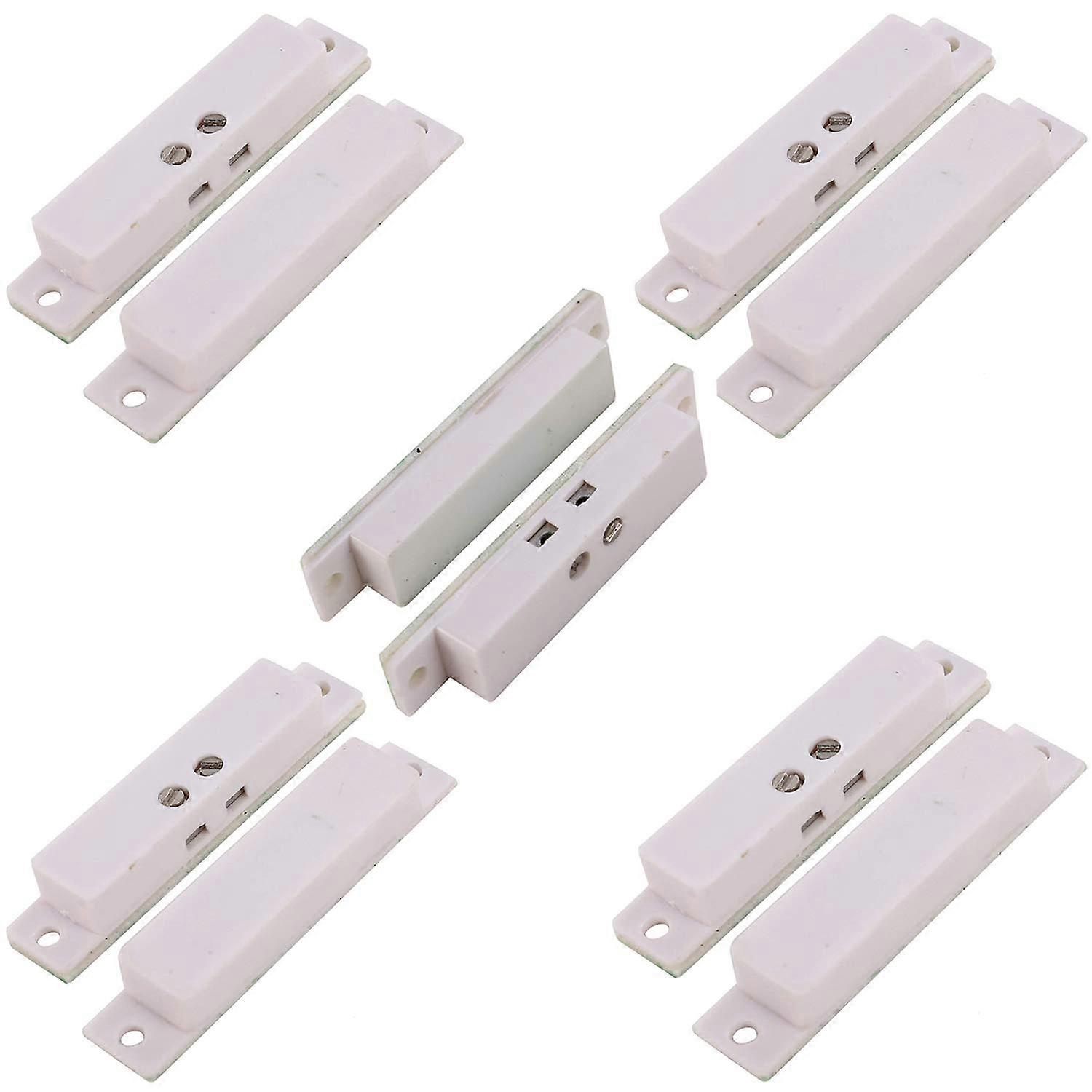 Door Window Magnetic Contact Sensor NC Wired Surface Mount 5 Pack for Alarm System