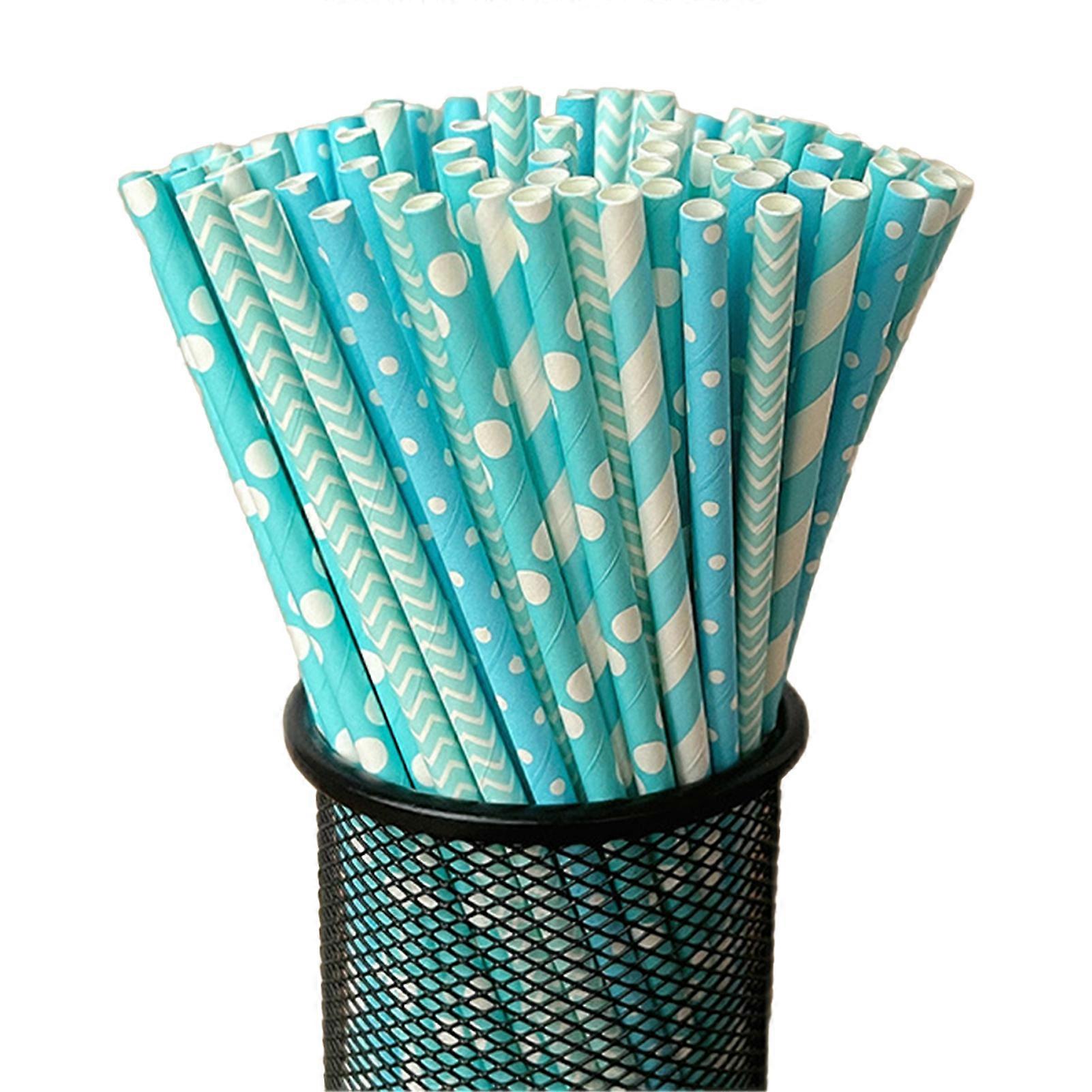 100Pcs Biodegradable Paper Straws Colorful for Daily Use Practical Des