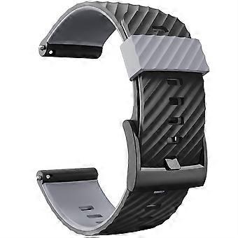 Replacement Band 24mm Silicone Sports Watch Strap Black Gray for Suunto 7 Fitness and Daily Wear