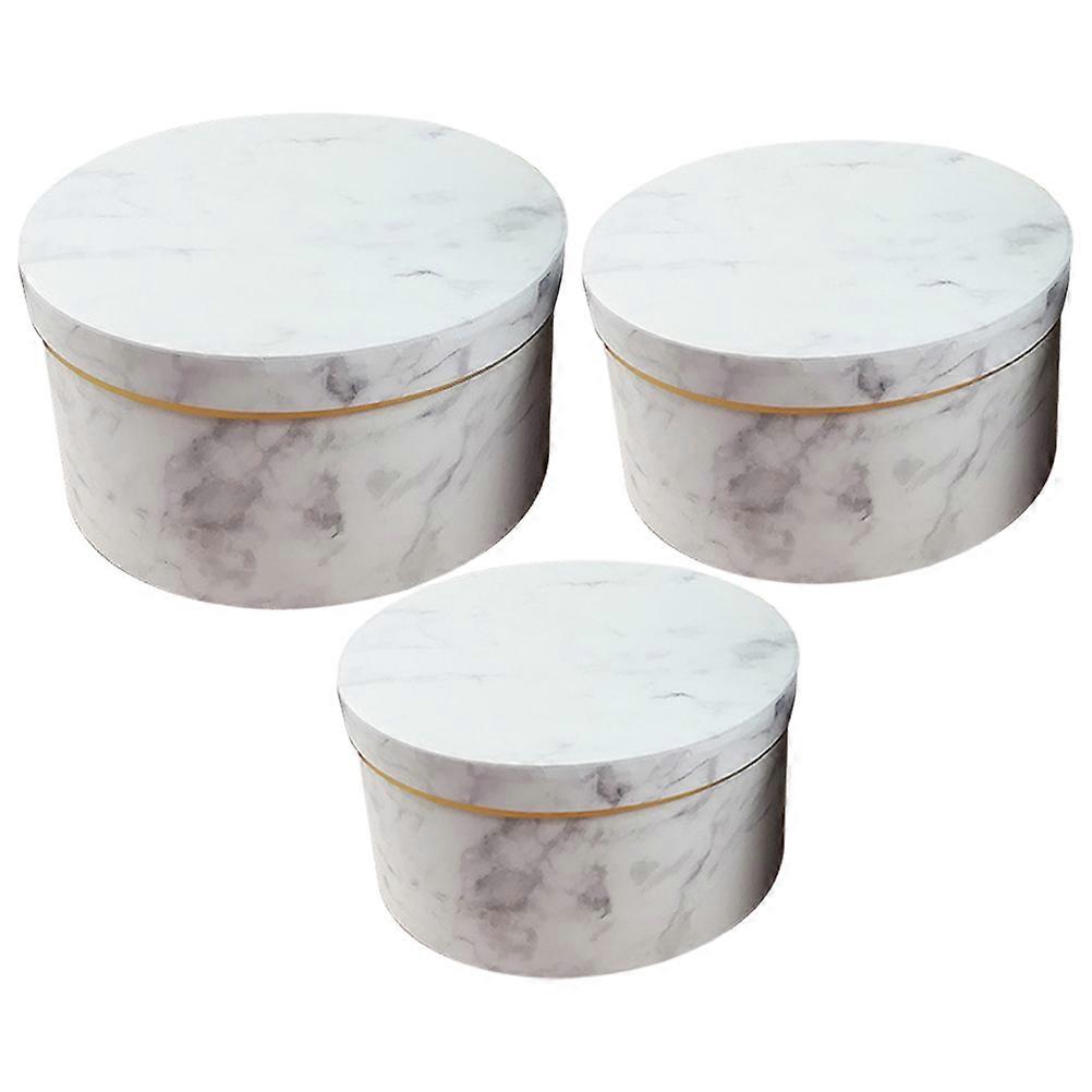 Marble Gift Boxes Flower Packaging for Storage 3Pcs Round Cylinder Boxes