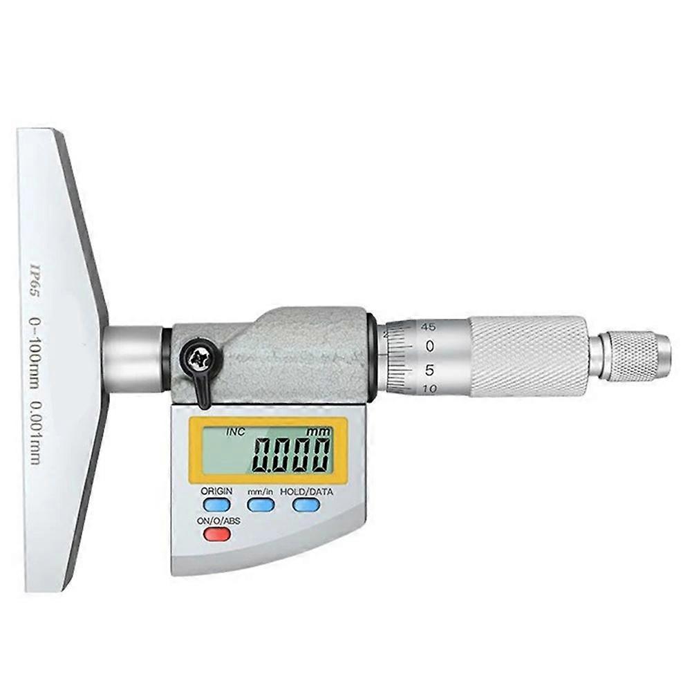 IP65 Digital Depth Micrometer 0-100mm with 0.001mm Resolution and Interchangeable Rod