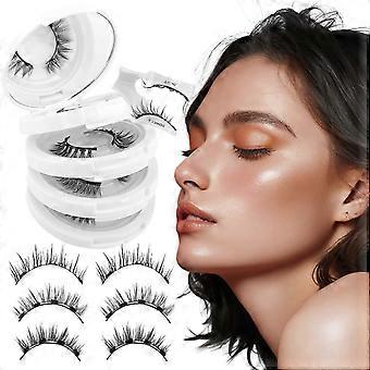Magnetic Eyelashes, Magnetic Eyelashes with Applicator Eyelashes 3 Pairs Reusable No Glue Required Cat Eye Natural Eyelashes Set Black