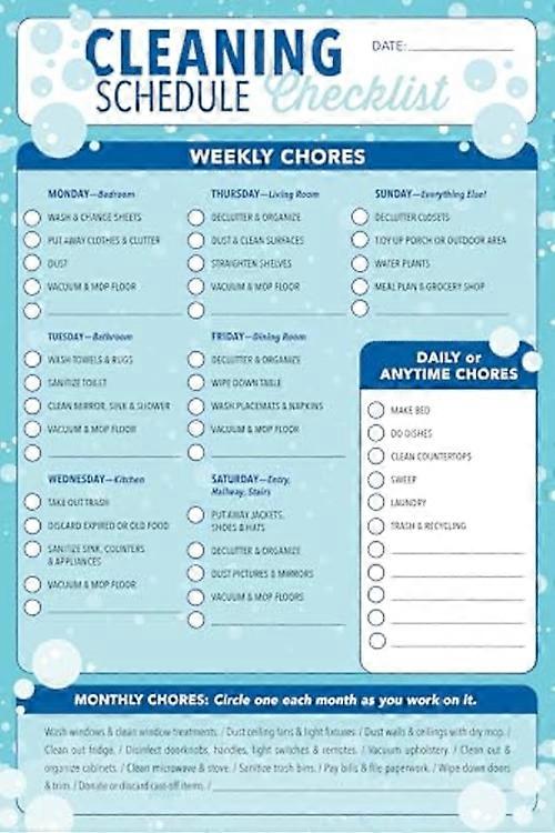 Cleaning Schedule Checklist Note Pad (60 Sheets)
