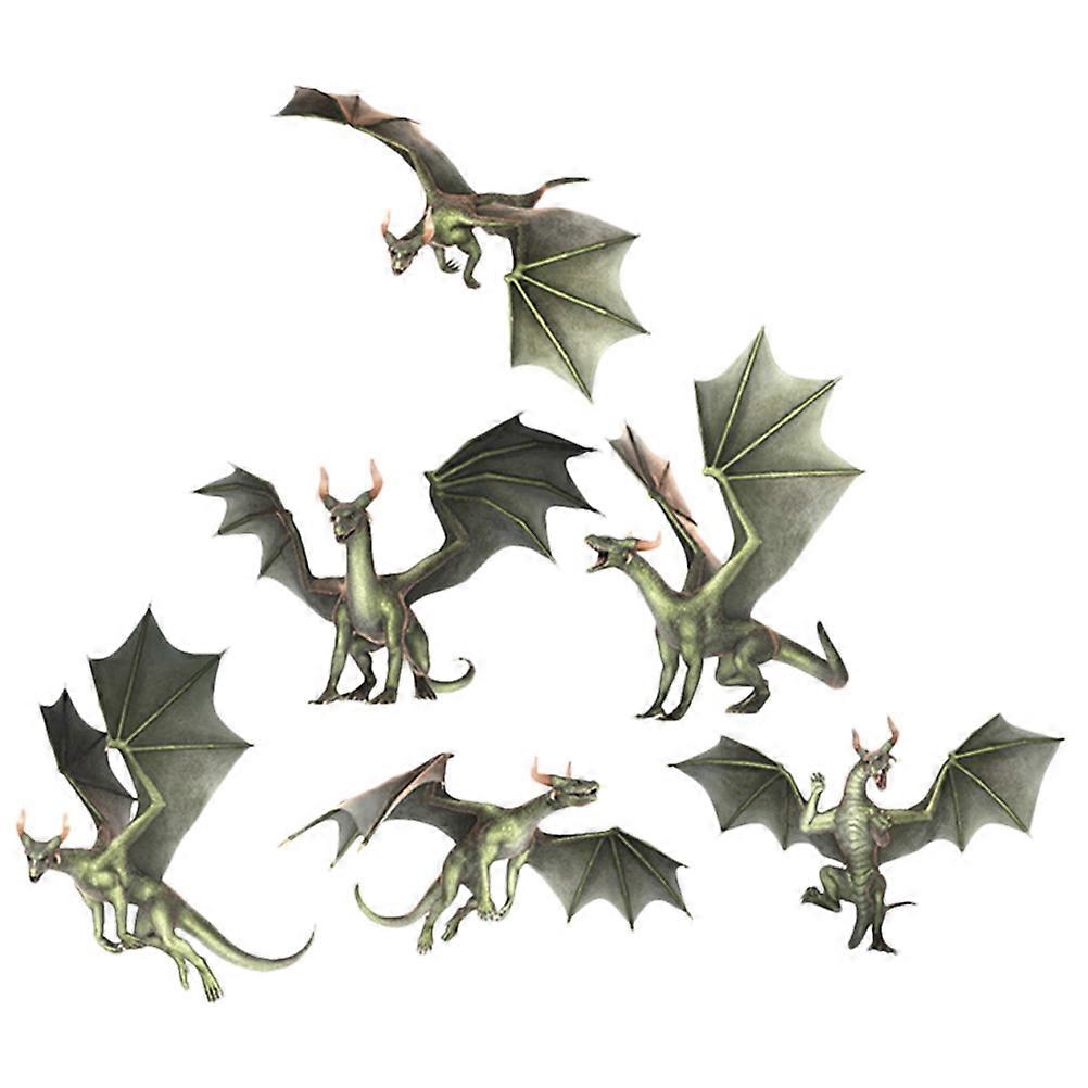 Glass Static Dragon-Pattern Window Sticker for Decor 6Pcs Self-Adhesive Decals