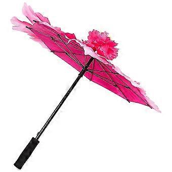 Rosy Dance Performance Umbrella Decorative Cloth Parasol For Women 80x80cm Traditional Design 1Set