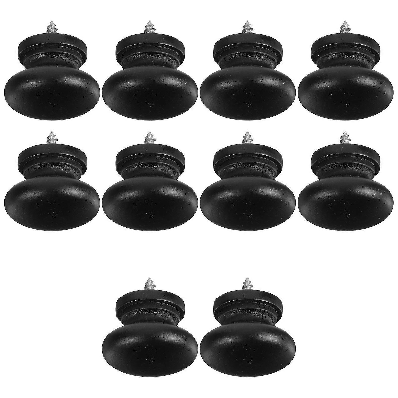 Wooden Cabinet Knobs for Door Pulls with 10Pcs Black Round Solid Wood Handles