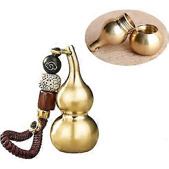 Feng Shui Brass Wu Lou Gourd nøglering med Bodhi perler til held og lykke, messing kalabash kalebasser med Buddha perler for lang levetid, rigdom og succes