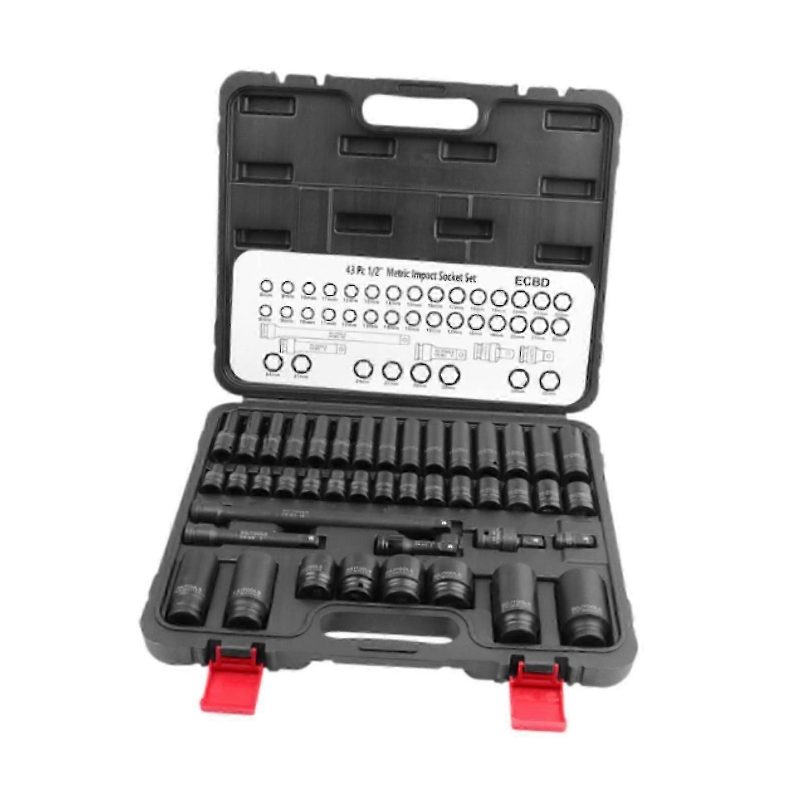 Impact Socket Set Hand Tool 1/2" Socket Set Portable Deep Shallow Socket Set