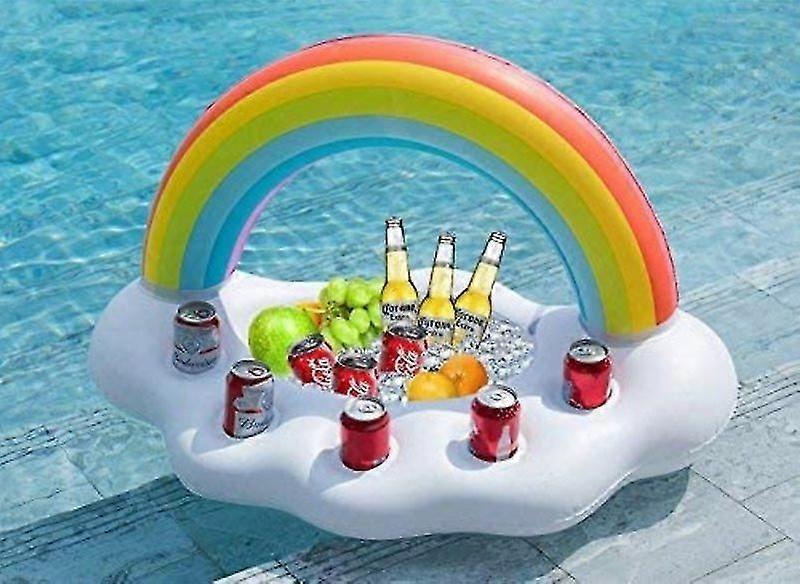 Rainbow Cloud Inflatable Pool Bar Floating Bar Drink Fruit Salad