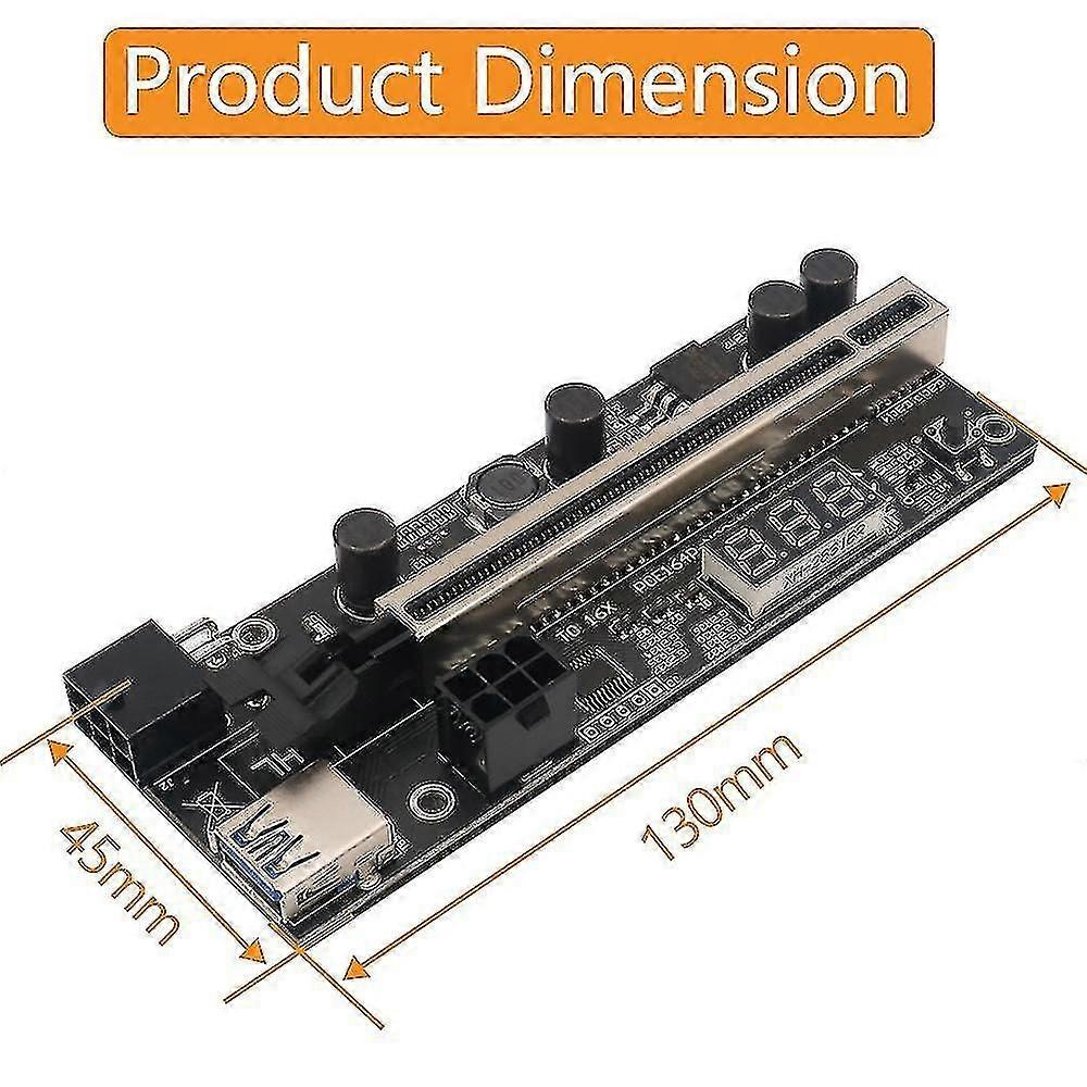 1 Set Pcie Riser 1x To 16x Graphic Extension With Temperature Sensor