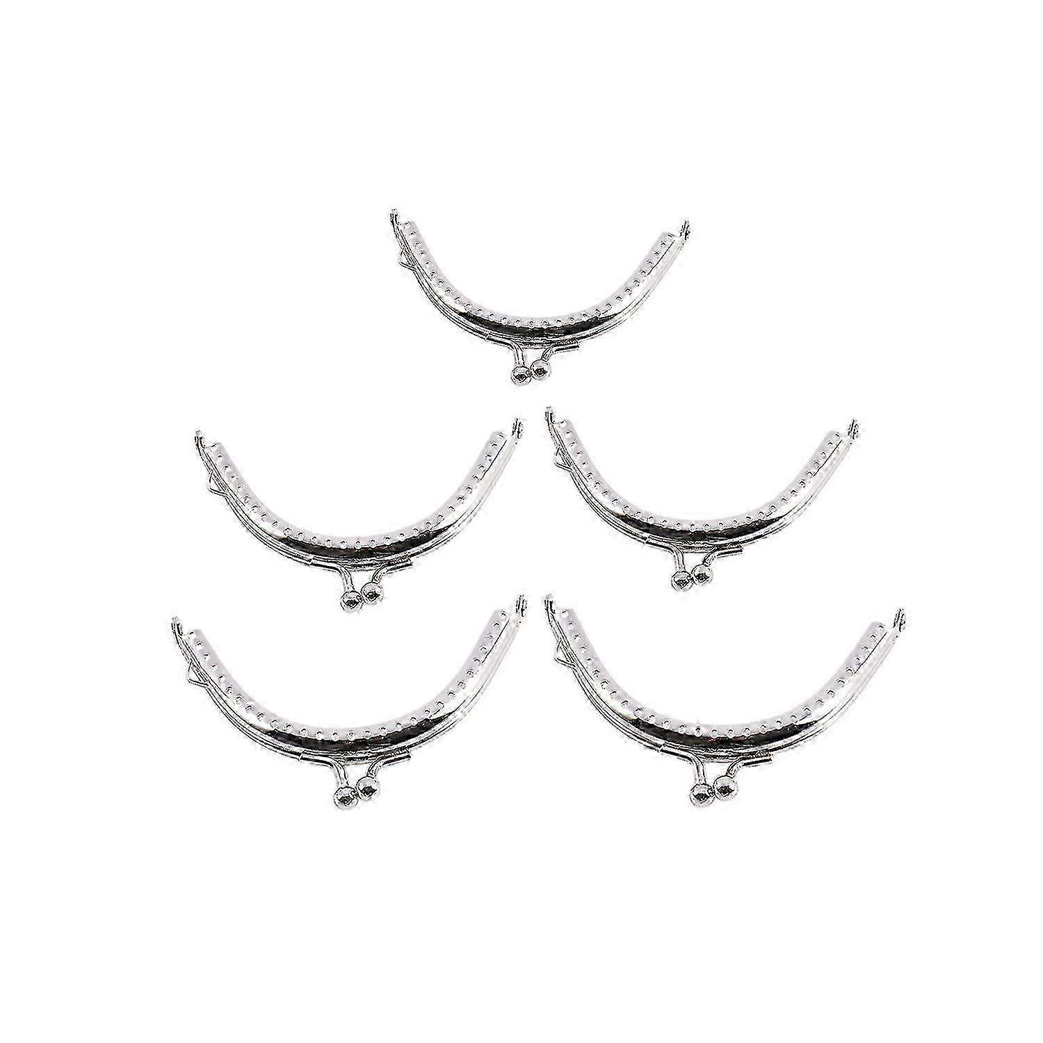 5 Metal Frames Snap Clasp Arch Pattern Coin Style Purse Silver
