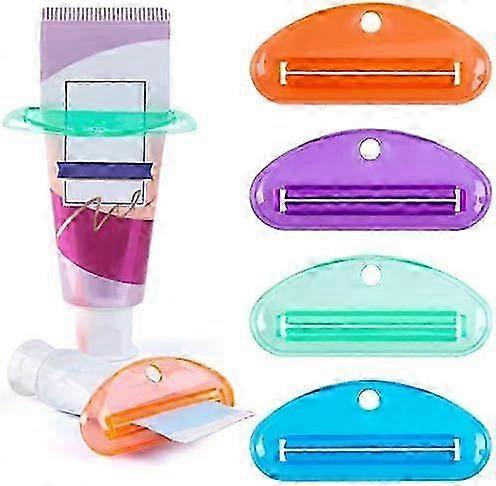 4PCS Toothpaste Squeezer, Toothpaste Tube Squeezer Hanging Toothpaste Clips compatible with Bathroom Assorted Colors