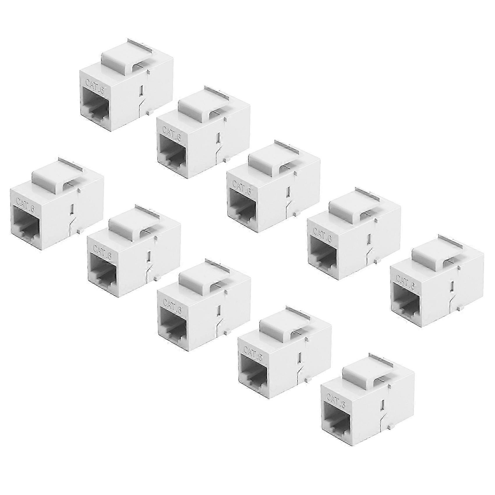 10Pcs RJ45 Connector Cat6 Extension Coupler Adapter,White