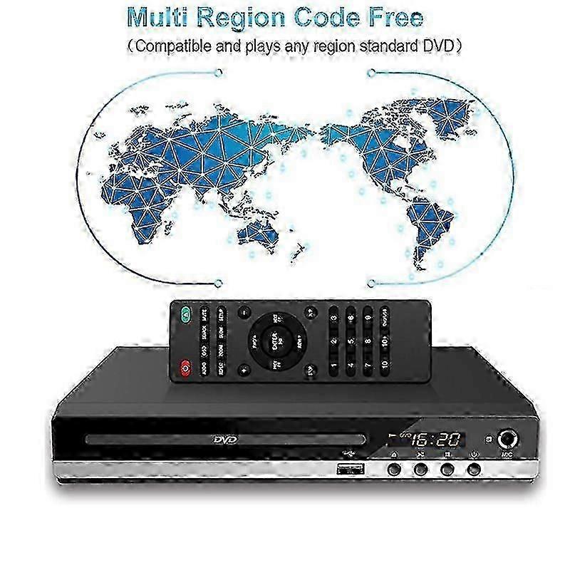 Lecteur DVD/CD HD multi-régions avec entrées HDMI, USB, micro, télécommande et design compact