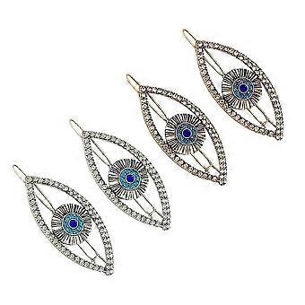 4PCS Rhinestone Evil Eye Hair Clips Set Vintage Glitter Hair Barrettes compatible with Women's Styling & Halloween Accessories