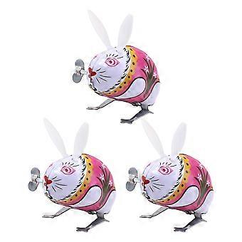Wind-Up Rabbit Iron Toy for Kids Playing 3Pcs Wind Up Toys Set