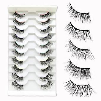 10 pairs of 3D false eyelashes. Half lash cat eye natural look.
