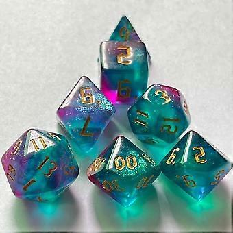 Polyhedral Polyhedral Dice Set D10 D12 D20 D4 D6 D8 Double Colors Dice Multicolor Durable Glitter Dice Dungeons and Dragons