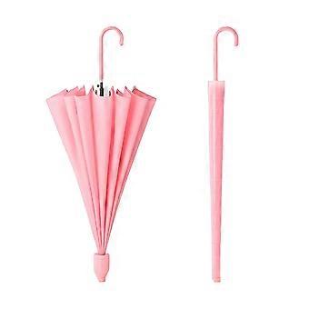 Large Windproof 16Rib Umbrella with Drip Integrated Cover, 120 cm Canopy, Leather Handle