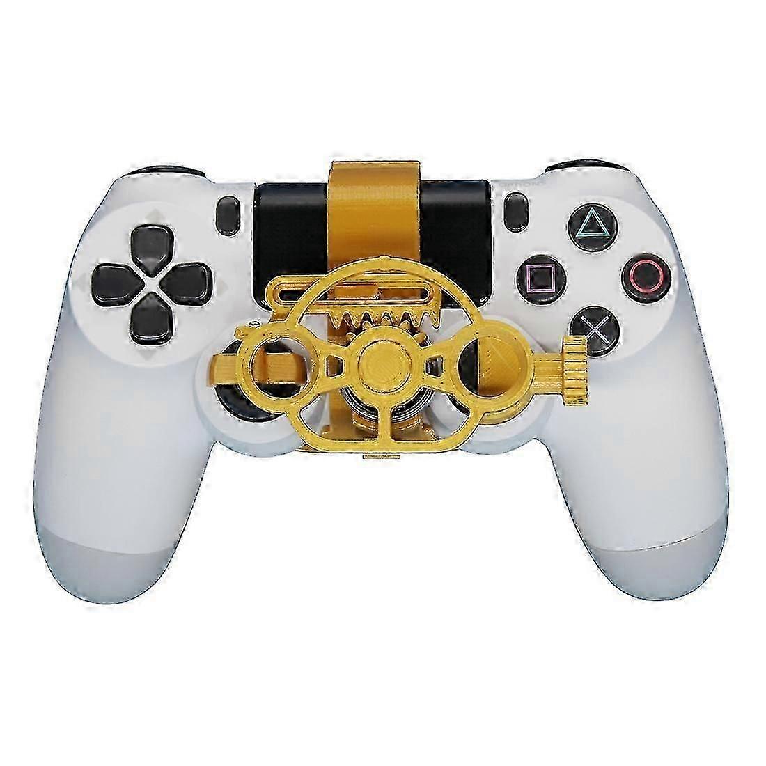 Mini steering wheel compatible with Sony PlayStation PS4. 3D-printed accessory. Simple.