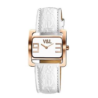 V & l Square Quartz Analog Woman Watch with Cowhide Bracelet VL048202