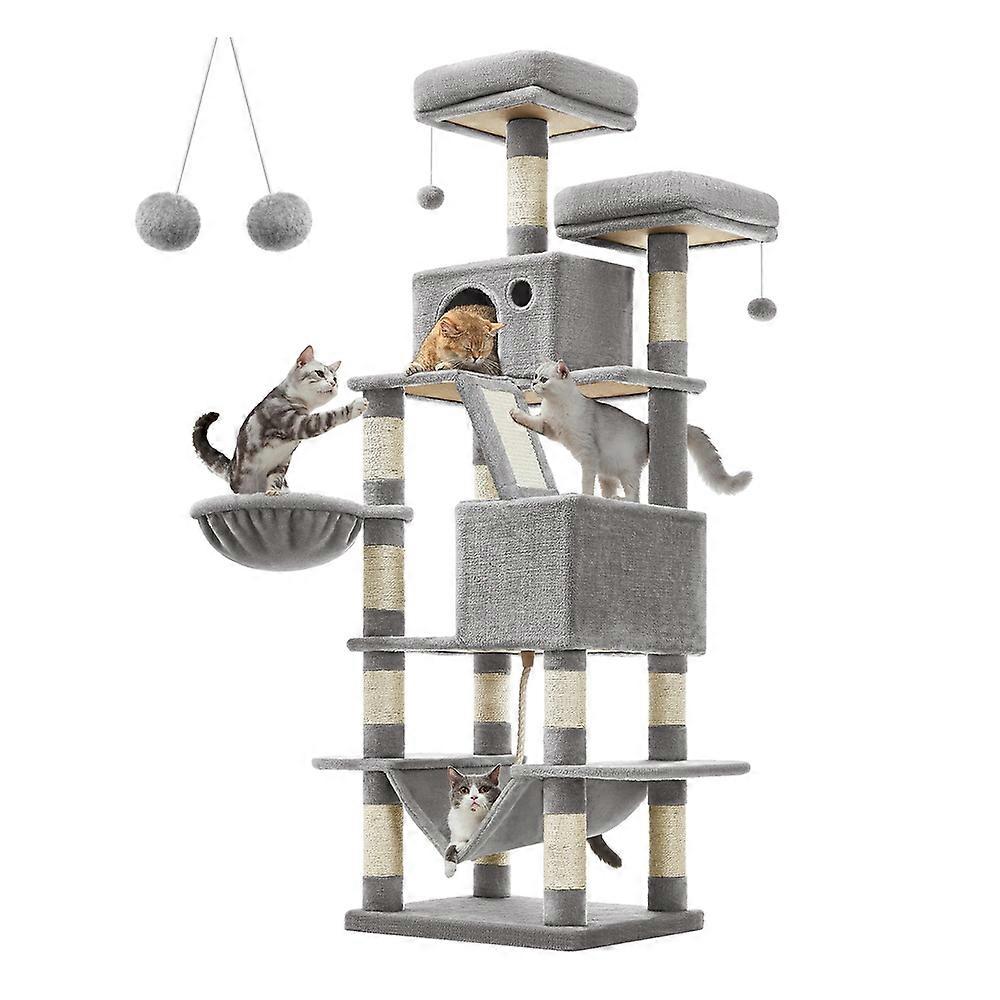 66.1-Inch Cat Tree Light Gray 21.7"L x 17.7"W x 66.1"H