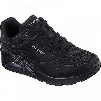 Women's Skechers UNO - Shiny Scale | Black | Womens Lace Up Trainers