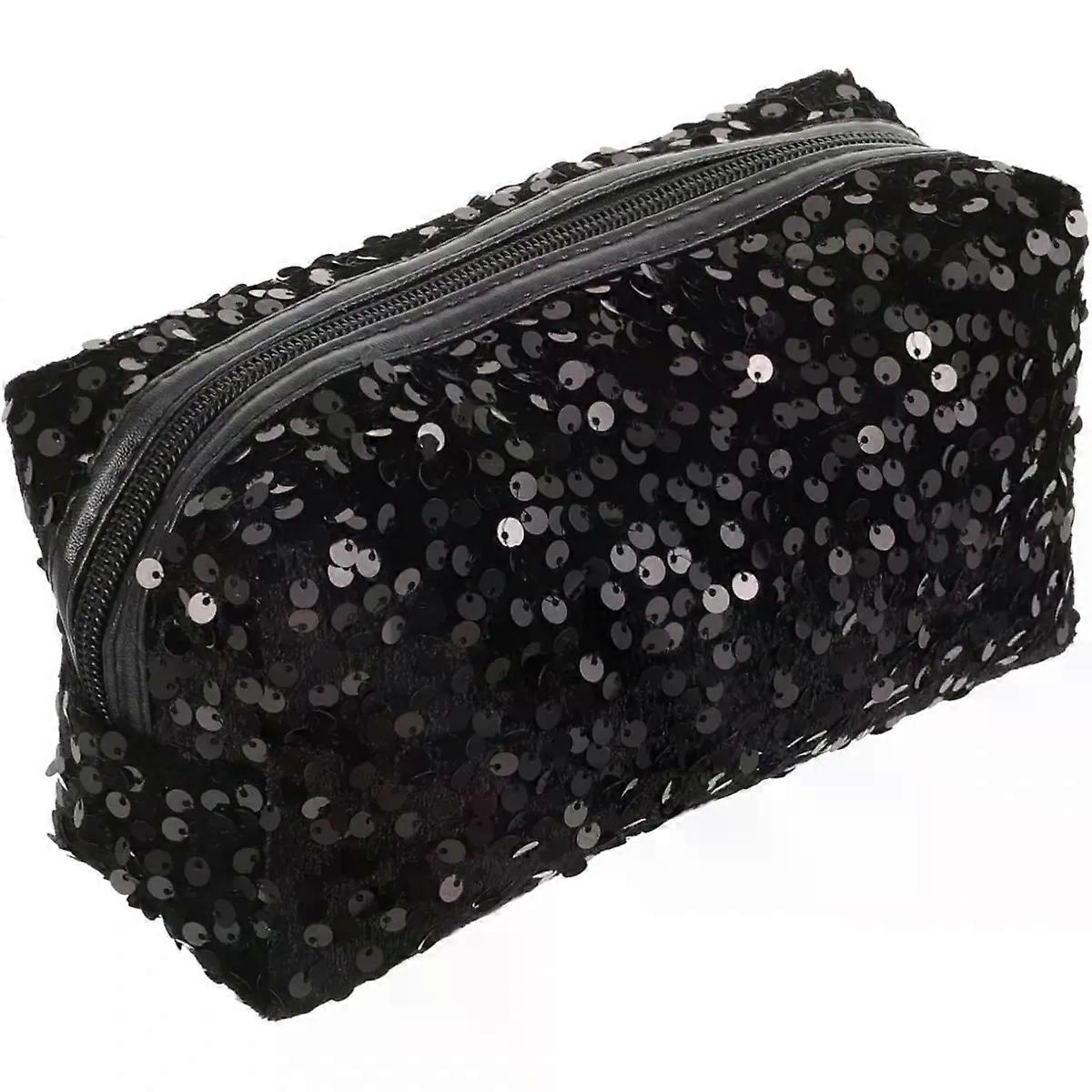 Sequin Makeup Bag Square Large Capacity Zipper Back to School