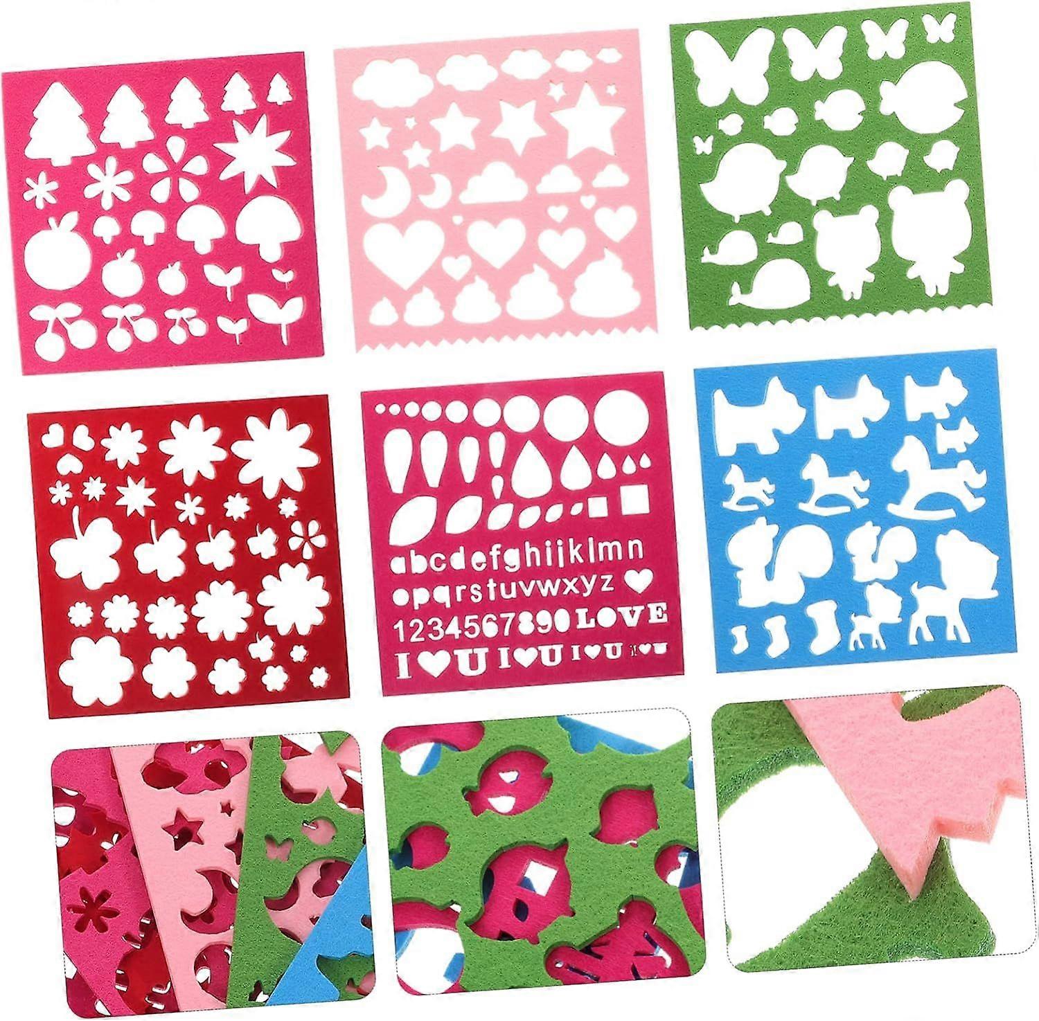 Needle Felting Wool Felt Template Set, 6pcs Craft Patterns DIY