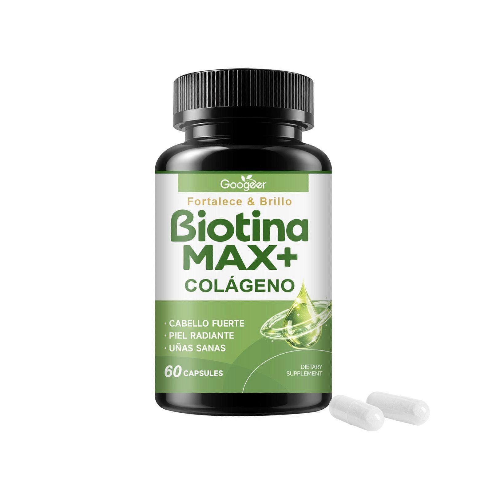 Googeer Biotina MAX+ Colgeno Capsules, 60 Capsules, Hair Skin Nails Dietary Supplement