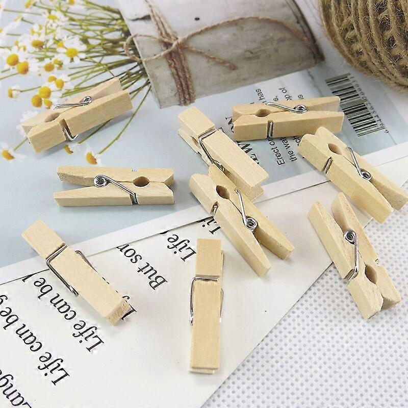 Natural Wood Mini Clips 3.5cm Rustproof Spring