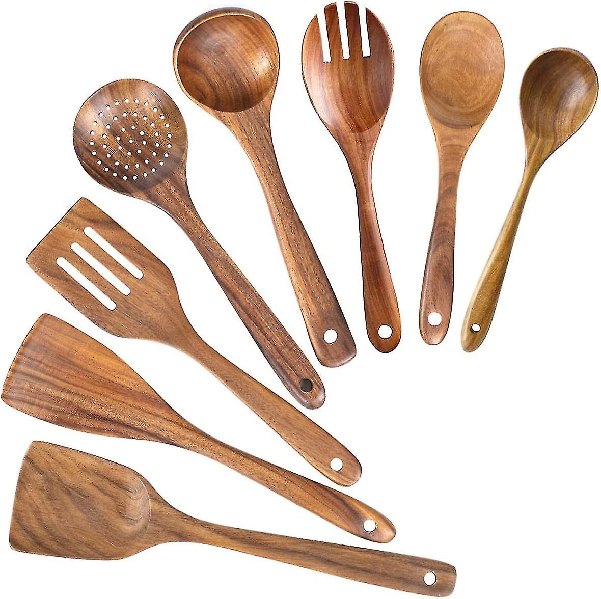 Wooden Spoons For Cooking,nonstick Kitchen Utensil Set,wooden Spoons Cooking Utensil Set Non Scratch N
