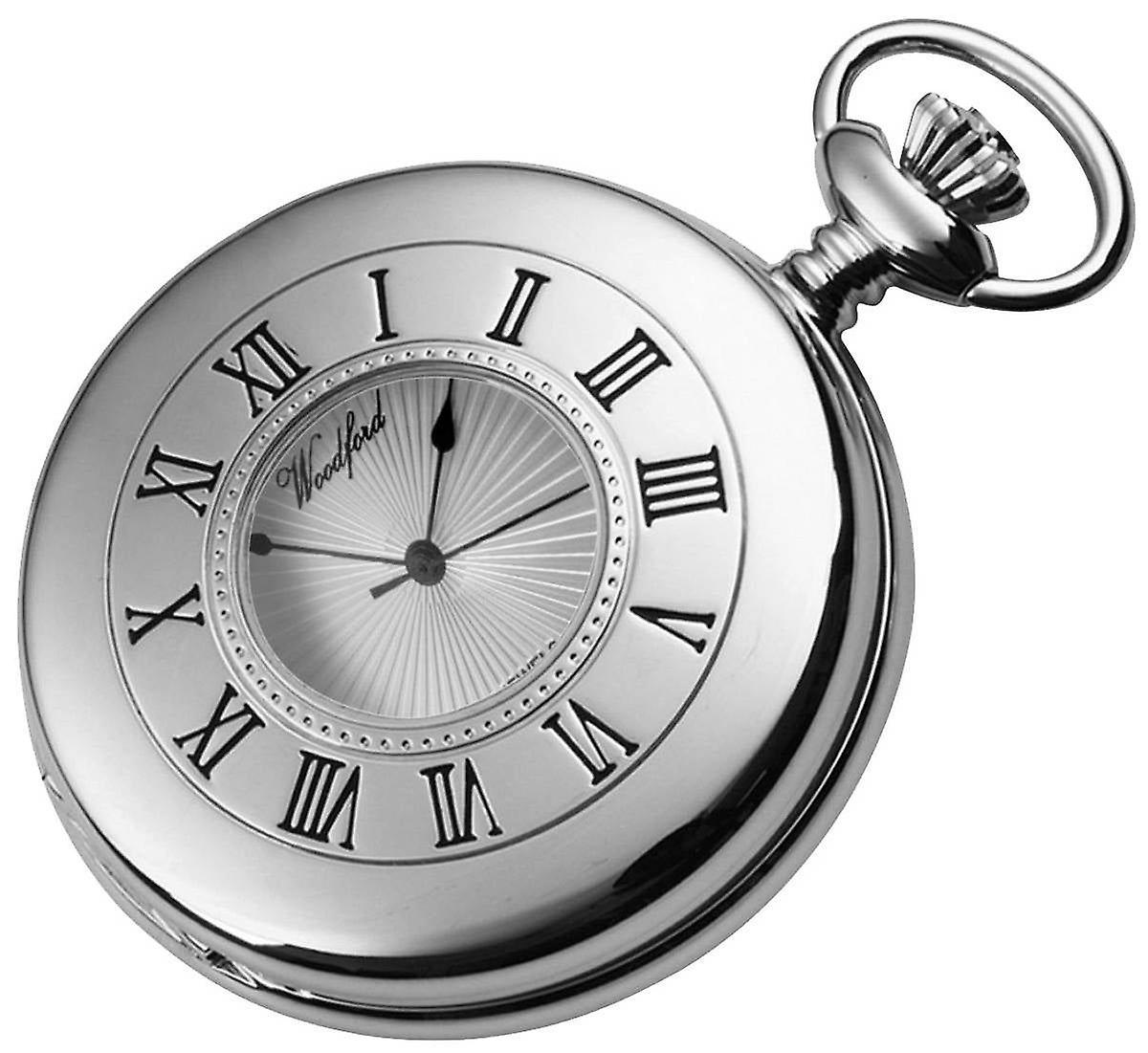 Woodford Half Hunter Mechanical Pocket Watch - Silver