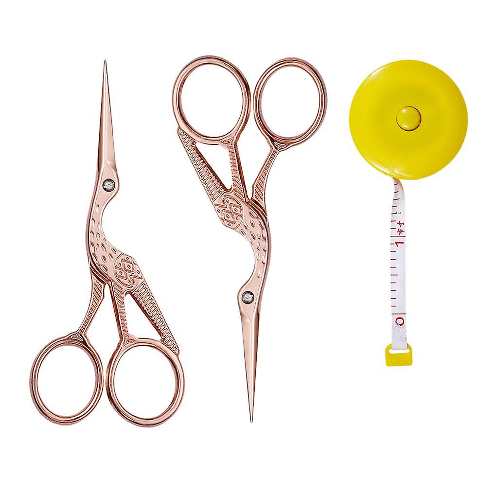 2pcs Crane Design Scissors with 150cm Tape Measure for Sewing Thread Cutter