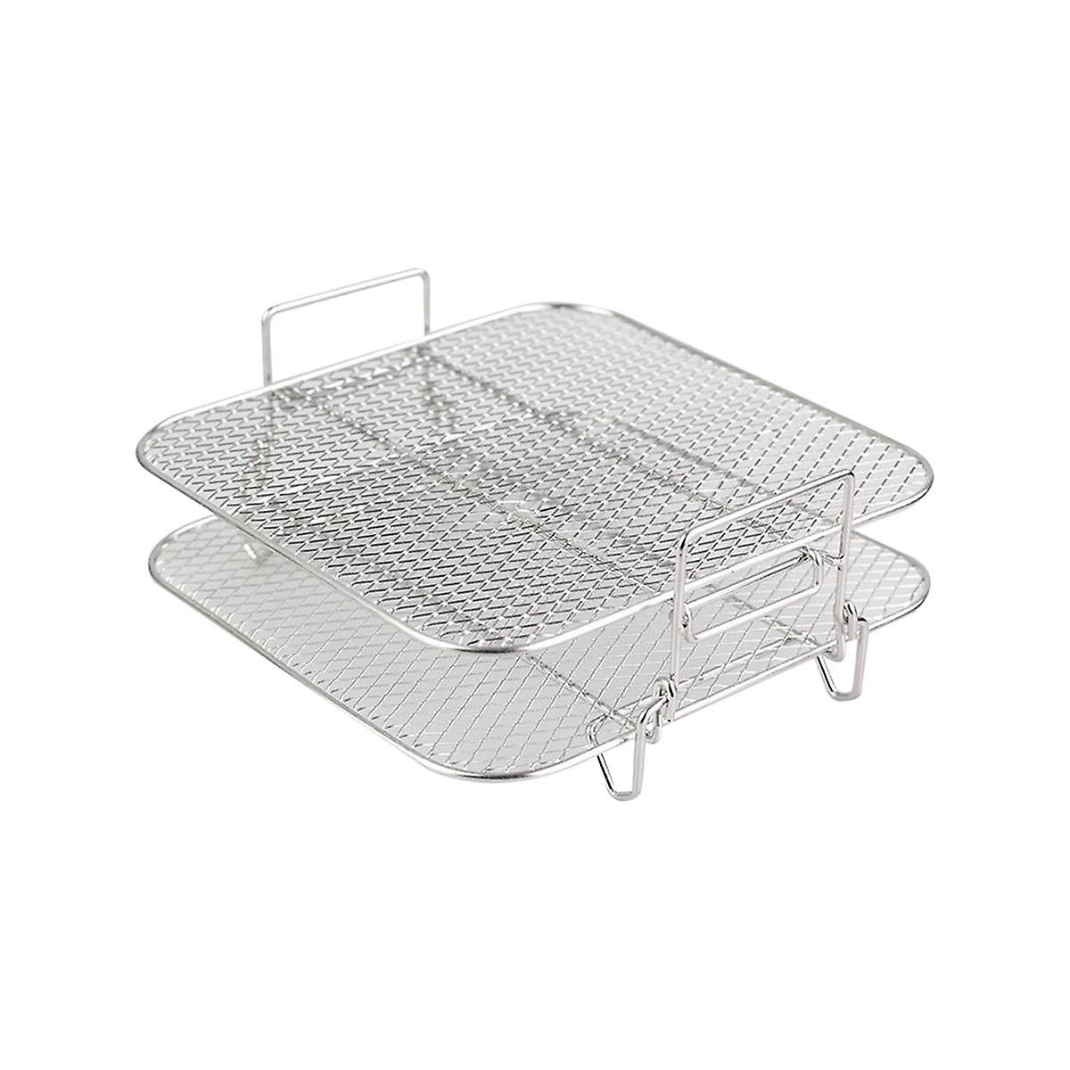 2-Layers Rack Stackable Grid Grilling Rack Stainless Steel for 4.2-5.8QT Kitchen Oven Steamer Cooke