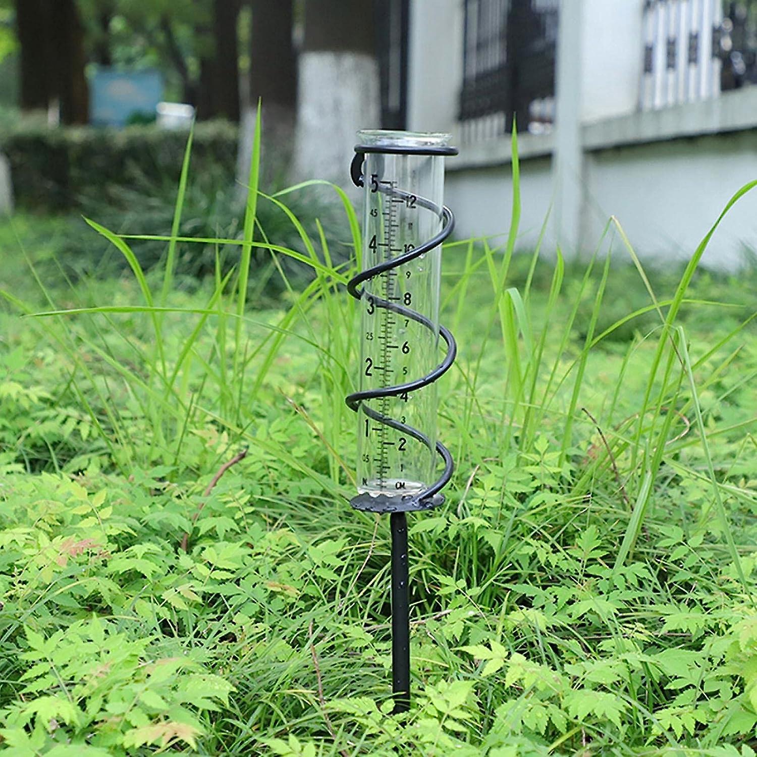 Rain Gauge with Stand, 12ml Garden Rain Gauge with Spiral Stake for Outdoor Yard Use, Durable and Accurate Measurements