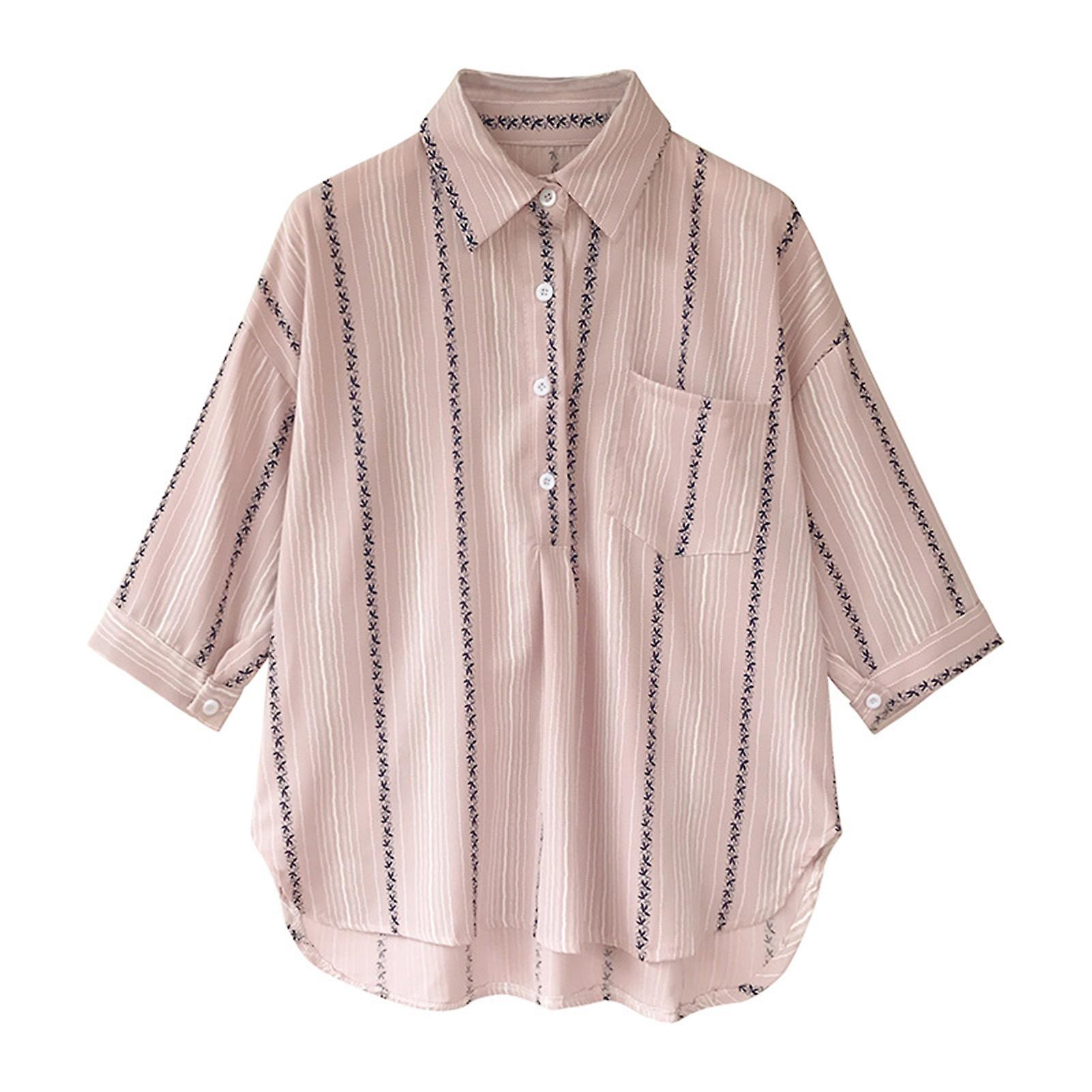 Women's Casual Shirts Button Collar Vertical Detailing Split Hem Shirts