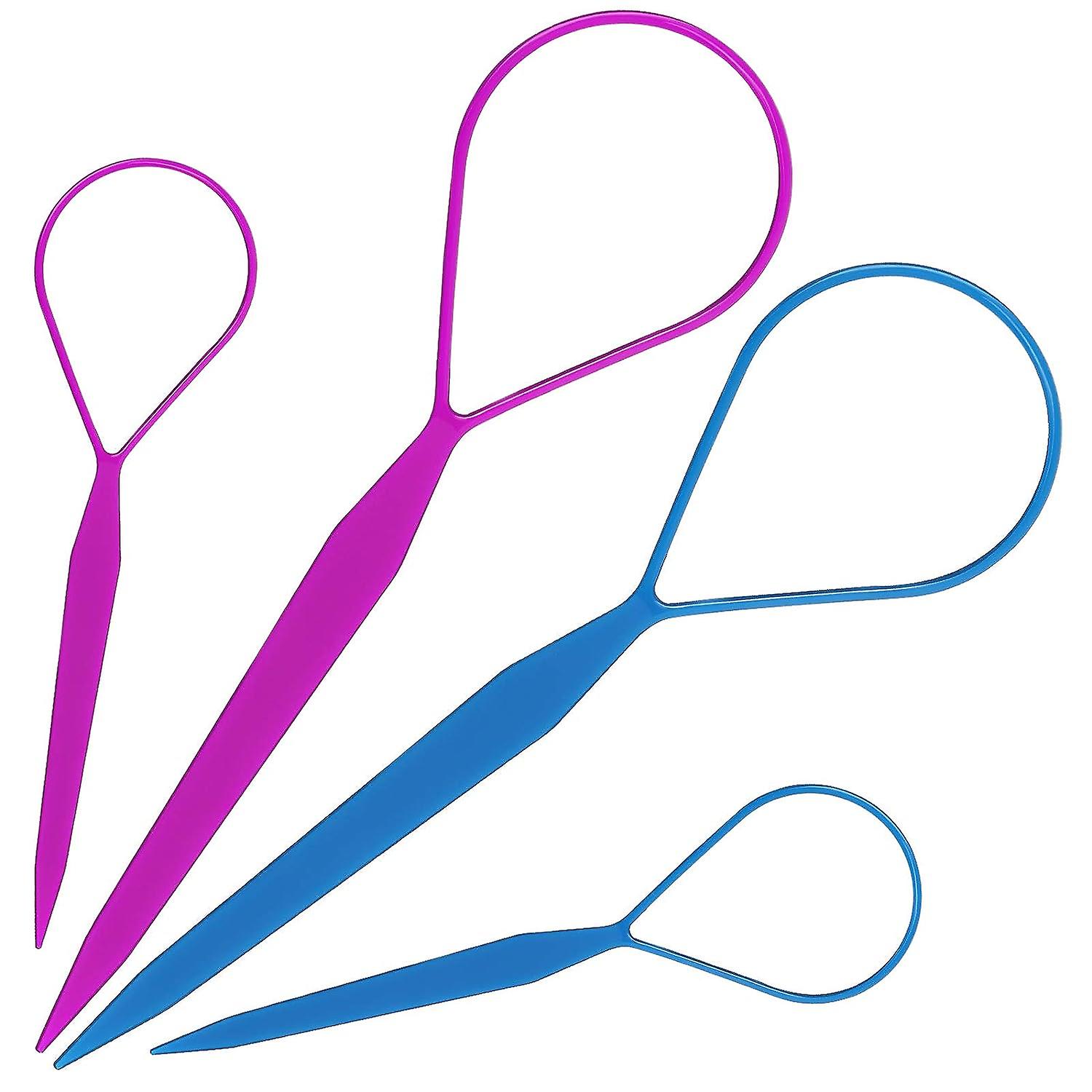 2 Pairs Hair Tail Tools, Hair Braid Accessories Ponytail Maker,french Braid Tool Loop For Hair Styling, 4pcs, 2 Colors