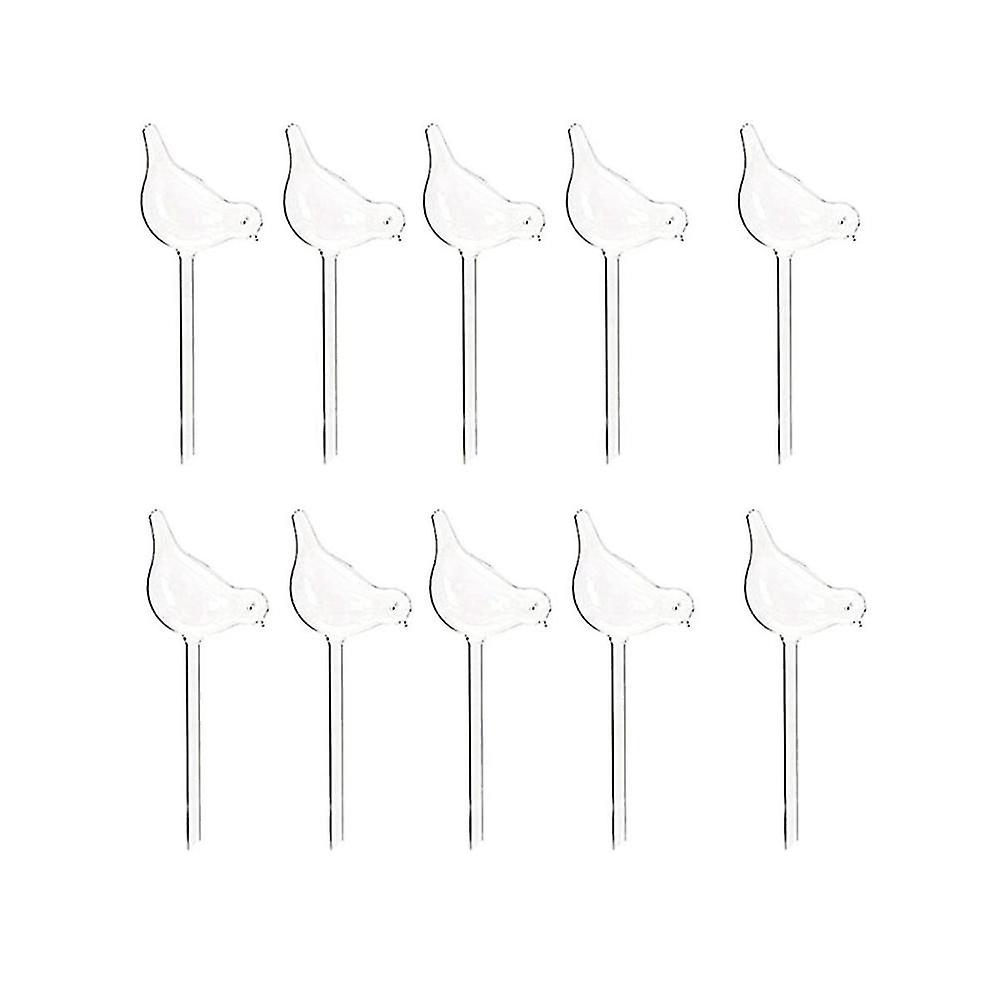 10 Pack Automatic Flower Waterers, Bird Shape Handmade Clear Plastic Waterers