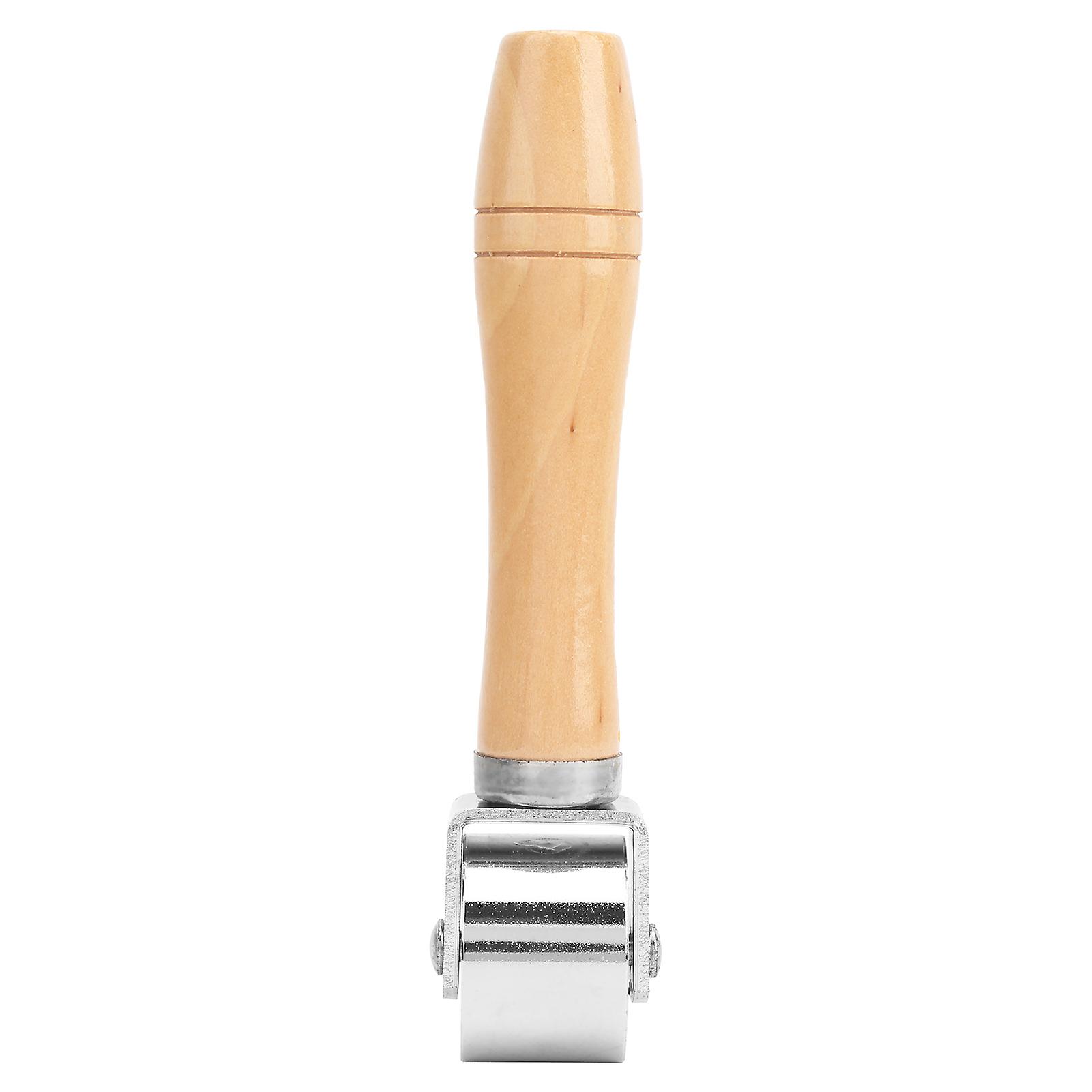 Qukaim Leather Craft Edge Roller Leather Pr Edge Roller, 26mm / 1.02in Wooden Handle Edge Rolling Tool for DIY Leather Craft, Silver Finish