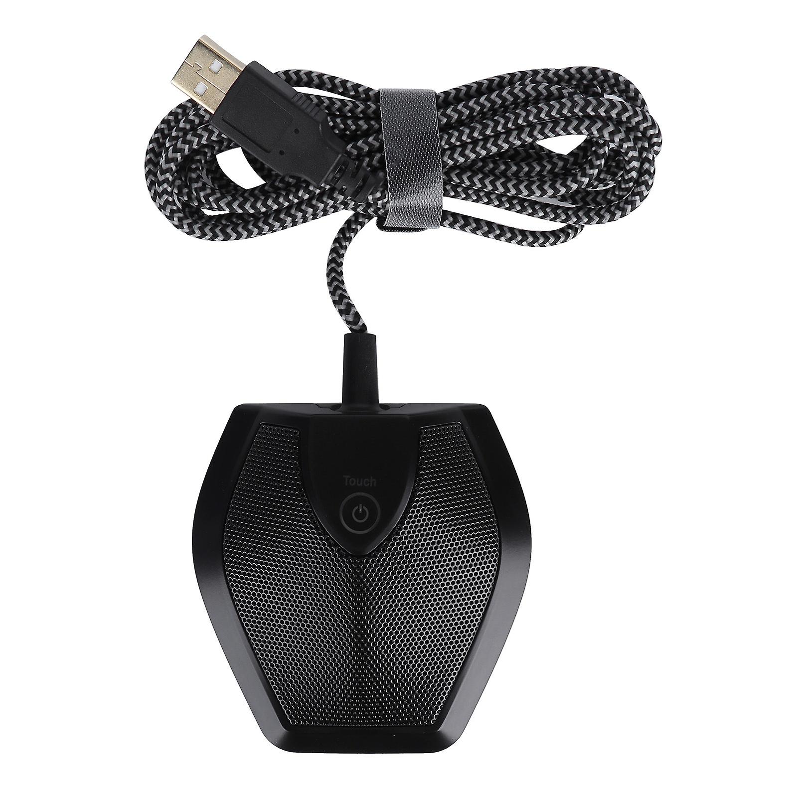Dual Condenser Microphone, USB Recording Receiver for Video, Teaching, Conference Room, Gaming, Webcast (Black)