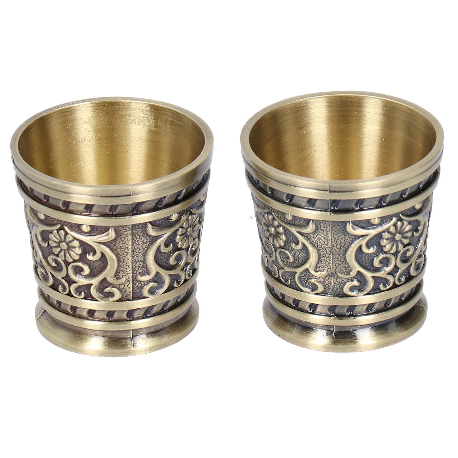 2pcs Embossed Pattern Retro Wine Cup Household Drinking