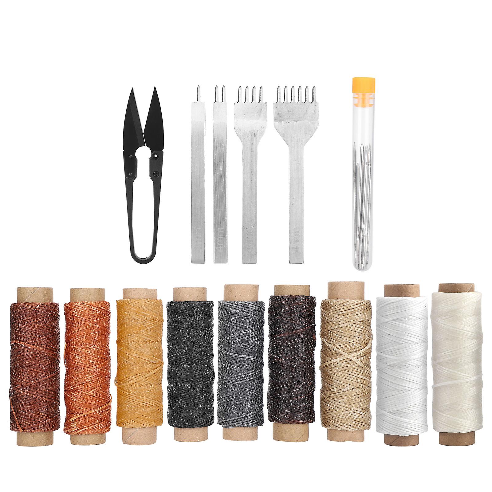 1 Set Leather Sewing Kit Hand Stitching Waxed Thread Needle DIY Crafting Project Tool