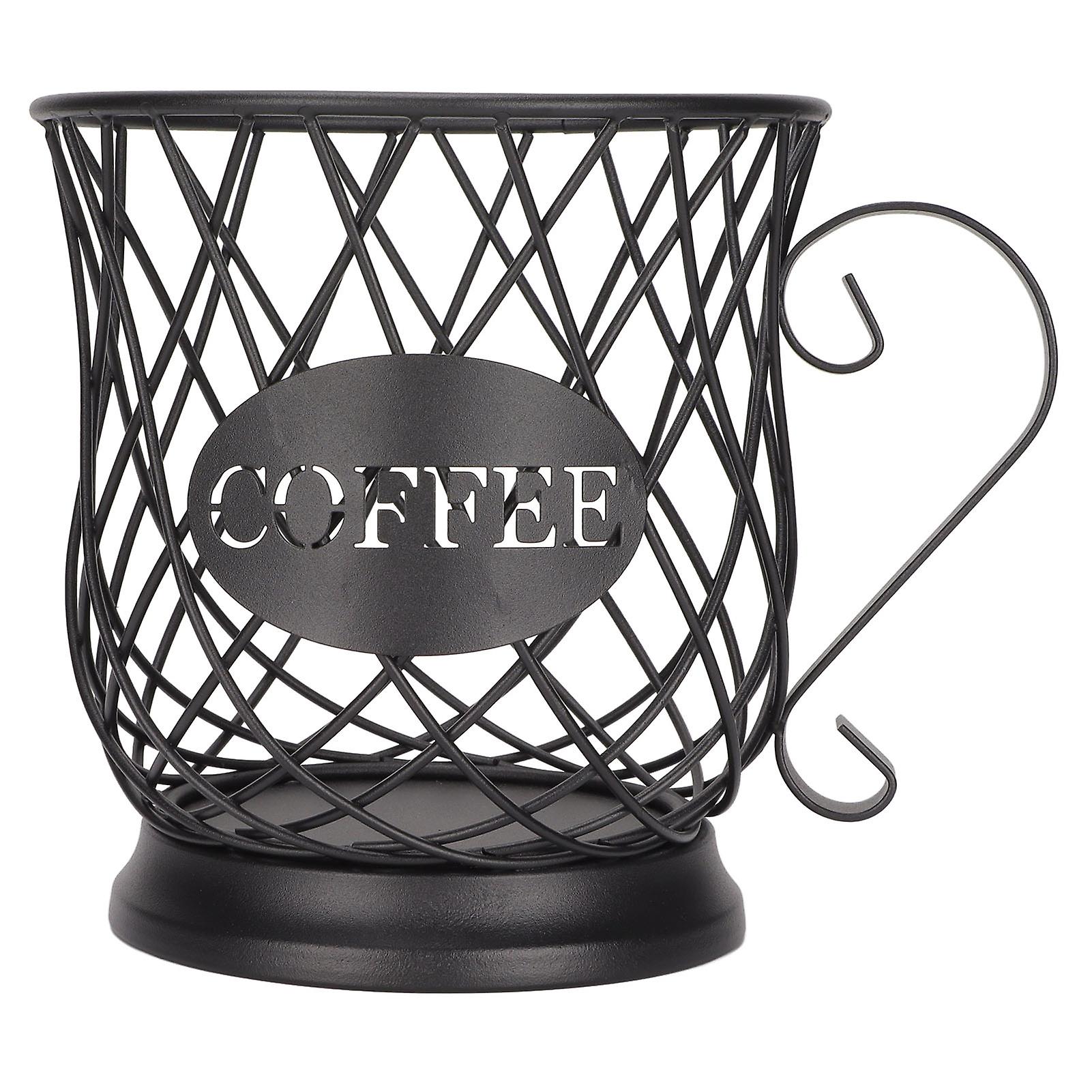 Iron Coffee Pod Storage Holder Large Capacity for Home Office Cafes Black