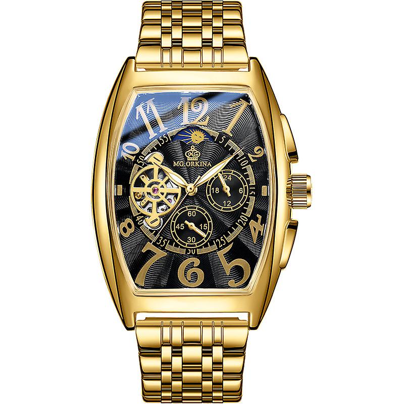 Same Concept Trendy Men's Watch Wine Barrel Hollow Automatic Men's Mechanical Watch Waterproof Multifunctional Watch